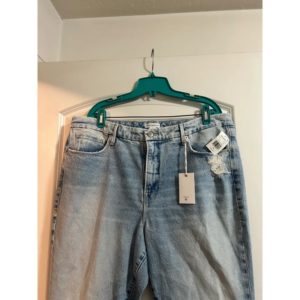 Good American Good Classic High Rise Straight Leg Jeans Blue636 Size‎ 16 NWT